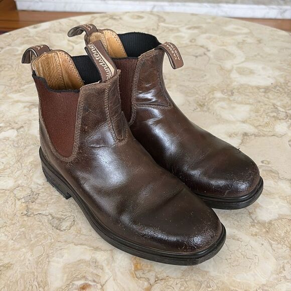 Blundstone Chisel Toe Leather Lined Chelsea Boots Stout Brown - Picture 2 of 14